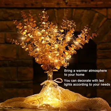 Waydress 20 Pieces Gold Artificial Eucalyptus for Decor