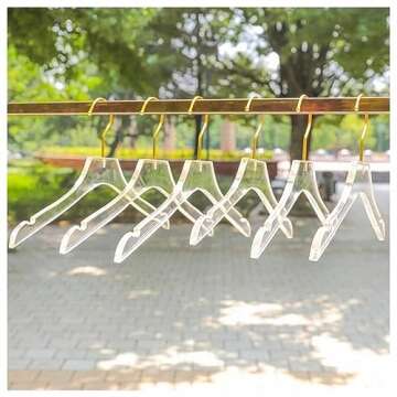 GAMVDOUT 10 Pcs Clear Acrylic Hanger Crystal Clothes Hanger with Gold Hook Non-Slip Transparent Formal Dress Standard Hanger