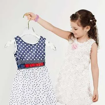 GAMVDOUT 10 Pcs Clear Acrylic Hanger Crystal Clothes Hanger with Gold Hook Non-Slip Transparent Formal Dress Standard Hanger