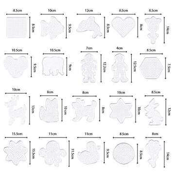 20 Pieces 5mm Fuse Beads Pegboards Clear Animal Shape Plastic Pegboards Craft Tray with 20 Pieces Colorful Cards for Kids DIY Craft Beads