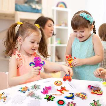 20 Pieces 5mm Fuse Beads Pegboards Clear Animal Shape Plastic Pegboards Craft Tray with 20 Pieces Colorful Cards for Kids DIY Craft Beads