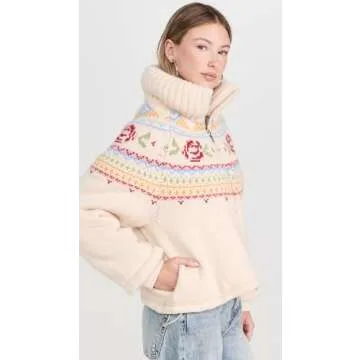 Blank NYC Women's High Collar Knit Puffer Jacket, Aspen