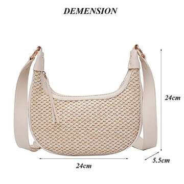RTGGSEL Boho Summer Retro Women's Straw Rattan Beach Tote Bag Crossbody Shoulder Bags Hobo Underarm ...