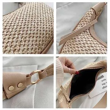 RTGGSEL Boho Summer Women's Straw Tote Bag