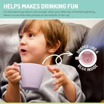 melii Silicone Bear Mug for Toddlers and Kids - Durable Food-Grade BPA-Free Cup for Hot and Cold Beverages - Fun Bear-Shaped with Easy-Grip Handle, Dishwasher Safe - Pink