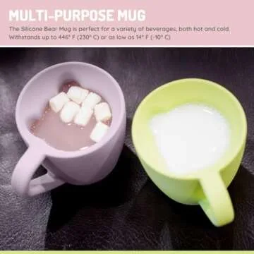 melii Silicone Bear Mug for Toddlers and Kids - Durable Food-Grade BPA-Free Cup for Hot and Cold Beverages - Fun Bear-Shaped with Easy-Grip Handle, Dishwasher Safe - Pink