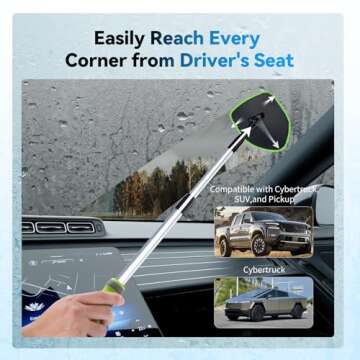 XINDELL Windshield Cleaner Tool - Extendable Car Interior Window Cleaning Kit with 360° Rotation, 4 Velcro Microfiber Towel Pads, Auto Glass Wiper for Windshield, Trucks, SUVs, RVs, and Home Windows