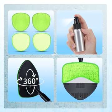 XINDELL Windshield Cleaner Tool - Extendable Car Interior Window Cleaning Kit with 360° Rotation, 4 Velcro Microfiber Towel Pads, Auto Glass Wiper for Windshield, Trucks, SUVs, RVs, and Home Windows
