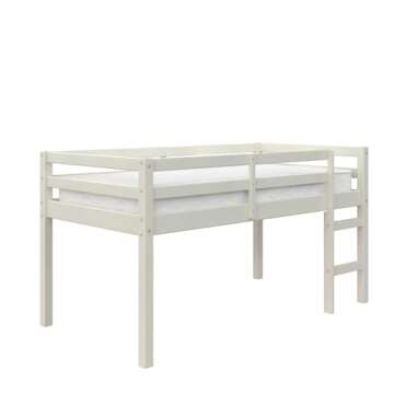 DHP Milton Twin Loft Bed, White, Traditional Small Space Junior Size, Horizontal Paneling, Sturdy Wood Construction