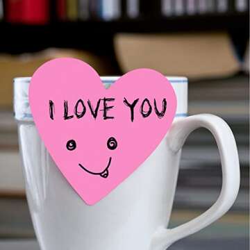 Heart Shape Cute Sticky Notes Cute Fun Self-Adhesive Pastel Heart Notepads Memo Stickers 300 Sheets for School Office Organizer Girl Lover Valentine's Day (Without Line)