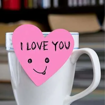 Heart Shape Cute Sticky Notes Cute Fun Self-Adhesive Pastel Heart Notepads Memo Stickers 300 Sheets for School Office Organizer Girl Lover Valentine's Day (Without Line)