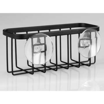 iDesign Rust-Resistant Stainless Steel Sponge Holder for Kitchen Sink with Suction Cups, The Gia Collection - Set of 1, Matte Black