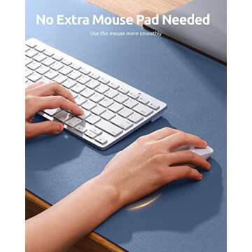 YSAGi Leather Desk Pad Protector, Office Desk Mat, Large Mouse Pad, Non-Slip PU Leather Desk Blotter, Laptop Desk Pad, Waterproof Desk Writing Pad for Office and Home (Blue, 23.6" x 13.8")