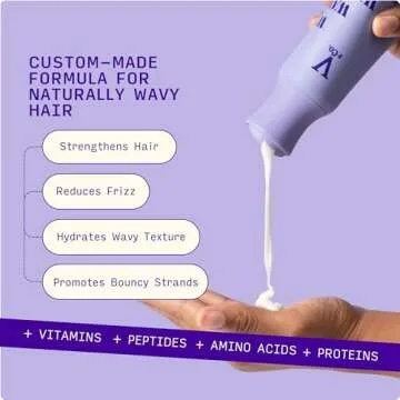 V&Co. Beauty Wavy Hair Nourishing Conditioner with Peptide Technology, 12 oz, Sulfate Free Condition...