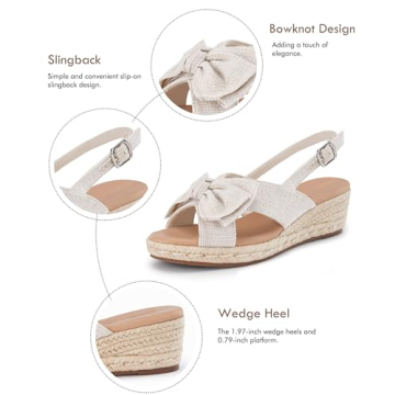 Coutgo Women's Espadrille Wedge Sandals for Summer Fun