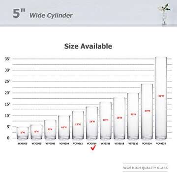 WGV Cylinder Vase, Diameter 5", Height 14", Clear Glass Floral Planter Container, Tall Centerpiece Arrangement for Wedding Party Event Home Office Decor, 1 Piece
