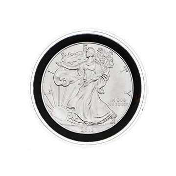 (20) Air-tite 40mm Black Ring Coin Holder Capsules for American Silver Eagles & 1oz China Silver Pan...