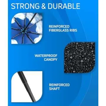 Rain-Mate Compact Travel Stick Umbrella - Stylish, Portable & Windproof