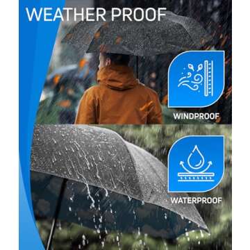 Windproof Travel Stick Umbrella with Auto Open Close