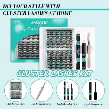 Lash Clusters Kit 320Pcs,DIY Individual Lashes Clusters Kit,Lash Bond And Seal,Lash Remover For Eyel...