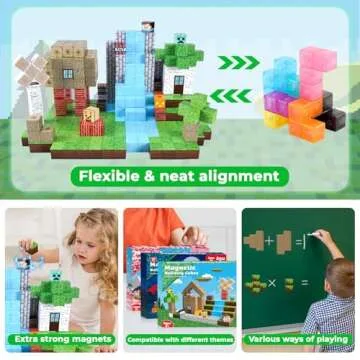 Magnetic Blocks-100PCS Magnetic Building Blocks, Magnetic Tiles Kids Build Cubes 2024 Upgraded STEM Game Toys, Christmas Birthday Gifts for Boys & Girls Ages 3+