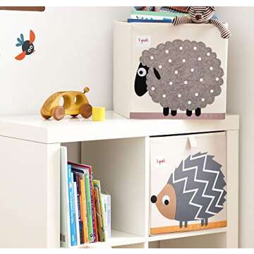 3 Sprouts Toy Storage Organizer: Toy Box Cube Organizer for Playroom, Nursery - Foldable Storage Bin - Sheep
