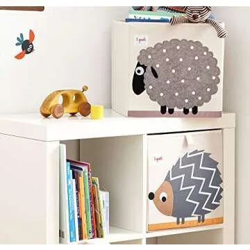 3 Sprouts Toy Storage Organizer: Toy Box Cube Organizer for Playroom, Nursery - Foldable Storage Bin - Sheep