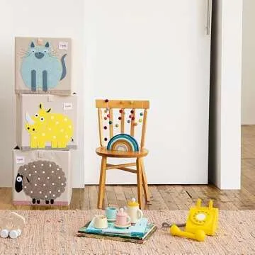 3 Sprouts Toy Storage Organizer: Toy Box Cube Organizer for Playroom, Nursery - Foldable Storage Bin - Sheep