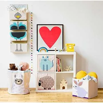 3 Sprouts Toy Storage Organizer: Toy Box Cube Organizer for Playroom, Nursery - Foldable Storage Bin - Sheep