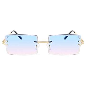 FEISEDY Vintage Rimless Sunglasses Rectangle Frameless Candy Color Glasses Women Men B2642