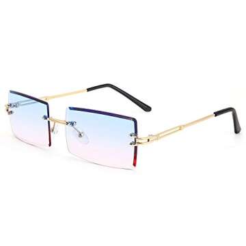 FEISEDY Vintage Rimless Sunglasses Rectangle Frameless Candy Color Glasses Women Men B2642