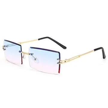 FEISEDY Vintage Rimless Sunglasses Rectangle Frameless Candy Color Glasses Women Men B2642