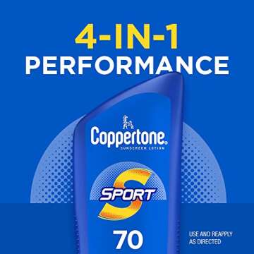 Coppertone SPORT Sunscreen SPF 70 Lotion, Water Resistant Sunscreen, Body Sunscreen Lotion, 7 Fl Oz