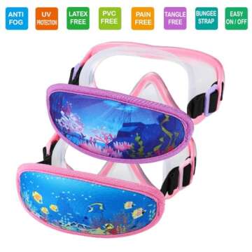 RUIGAO 2PK Goggles Kids 6-14, Diving Mask Neoprene Padded Strap，Water Goggles Do not Pull Hair