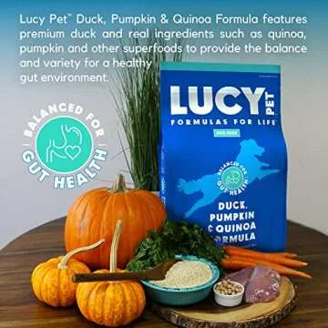 Lucy Pet Products Formulas for Life Duck, Pumpkin & Quinoa Dry Dog Food, All Life Stages, Digestive Health, Sensitive Stomach and Skin, 25lb bag