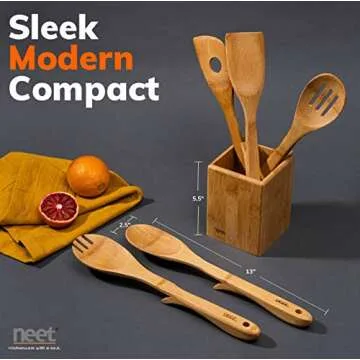 Neet Organic Bamboo Elevated Cooking Utensil Set for All Chefs