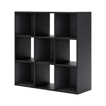 Signature Design by Ashley Langdrew Contemporary 9 Cube Storage Organizer or Bookcase, Black