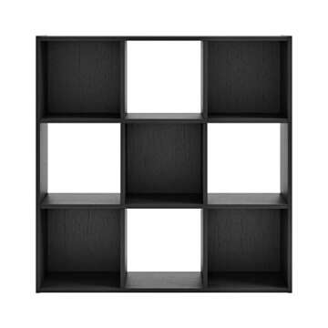 Signature Design by Ashley Langdrew Contemporary 9 Cube Storage Organizer or Bookcase, Black