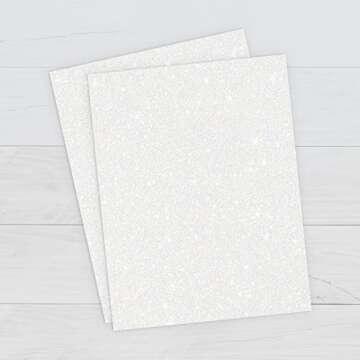 Print Works Printable White Glitter Cardstock, Perfect for Holiday School and Craft Projects, 15 Sheets, 8.5” x 11” (00514)