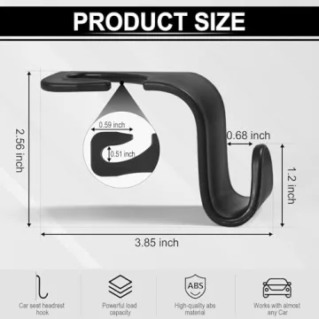 LivTee Car Seat Headrest Hooks Durable Stylish 4-Pack