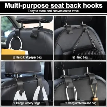 LivTee Car Seat Headrest Hooks Durable Stylish 4-Pack