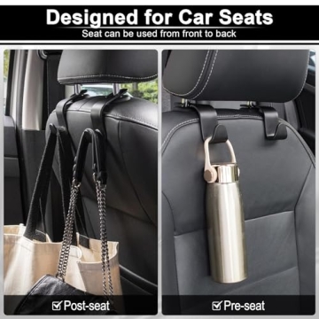 LivTee Car Seat Headrest Hooks Durable Stylish 4-Pack