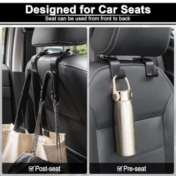 LivTee Car Seat Headrest Hooks Durable Stylish 4-Pack