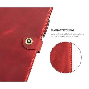 Leather Folio Cover for 6"x9" Steno Pads, Handmade Leather Cover for A5 Size Notebook with Pen Loop, Leather Cover Compatible with Rocketbook Flip Executive Size,Wine