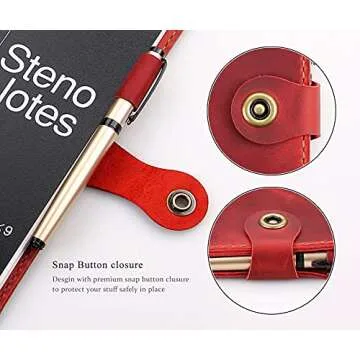 Leather Folio Cover for 6"x9" Steno Pads, Handmade Leather Cover for A5 Size Notebook with Pen Loop, Leather Cover Compatible with Rocketbook Flip Executive Size,Wine