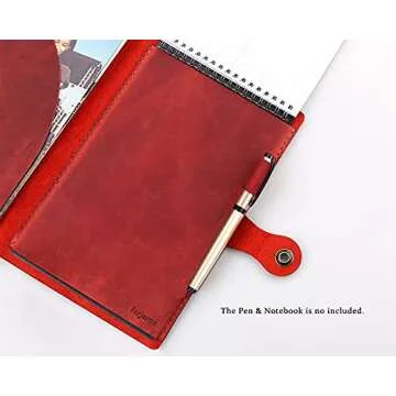 Leather Folio Cover for 6"x9" Steno Pads, Handmade Leather Cover for A5 Size Notebook with Pen Loop, Leather Cover Compatible with Rocketbook Flip Executive Size,Wine