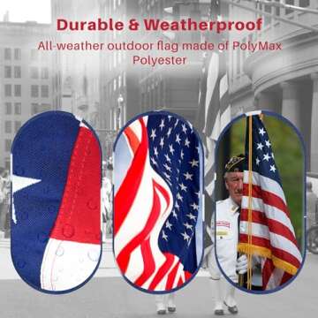 Made in USA Flags Co - 5x8 American Flag - Heavy Duty USA Flag with Premium PolyMax Polyester, Sewn Stripes, & Embroidered Stars - All Weather American Flags for Outside - FMAA Certified, US Made