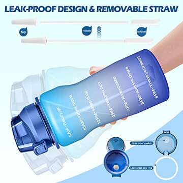 4AMinLA Motivational Water Bottle 64/100oz Half Gallon Jug with Straw and Time Marker Large Capacity Leakproof BPA Free Fitness Sports Water Bottle