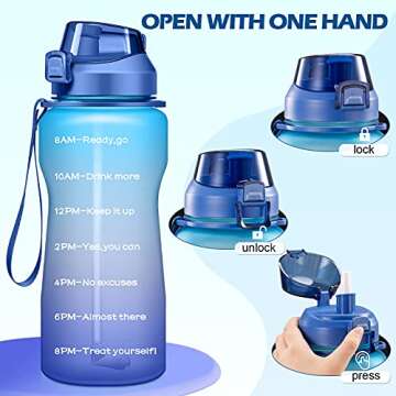 4AMinLA Motivational Water Bottle 64/100oz Half Gallon Jug with Straw and Time Marker Large Capacity Leakproof BPA Free Fitness Sports Water Bottle
