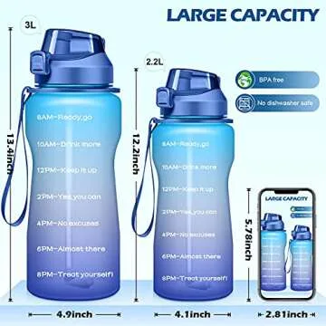 4AMinLA Motivational Water Bottle 64/100oz Half Gallon Jug with Straw and Time Marker Large Capacity Leakproof BPA Free Fitness Sports Water Bottle